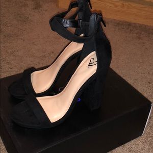 Ankle strap black block heel